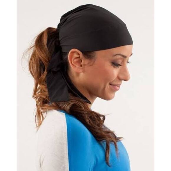 Lululemon Hot Yoga Headwrap Lightweight Breathable Athletic Head Scarf Black - Picture 1 of 9